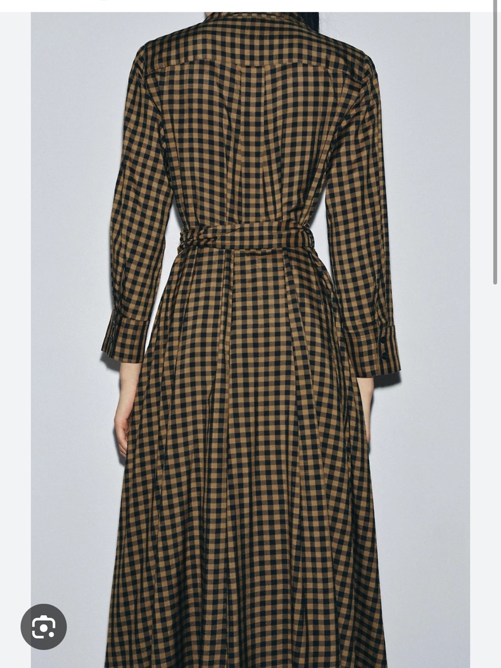 Zara NWT gingham check print long sleeve belted midi dress 8789/078 - Picture 6 of 7